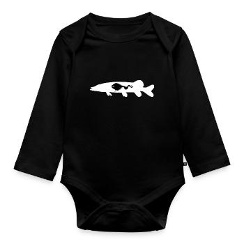 Hecht Mustache Rig - Baby Bio-Langarm-Body - Schwarz - Vorne
