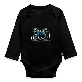 Cadeau Pour Batteur Battement De Coeur Batterie - Body Bébé bio manches longues - noir - Devant