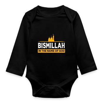 Muslim Bismillah - Baby Bio-Langarm-Body - Schwarz - Vorne