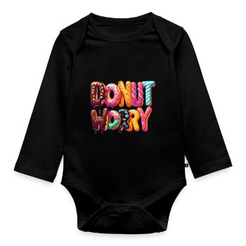 Donut Worry Sweets Snack Doughnut Lover - Organic Longsleeve Baby Bodysuit - black - Front
