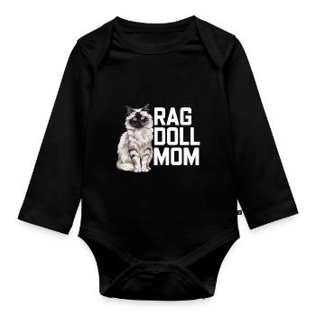 Katze Ragdoll Geschenk - Baby Bio-Langarm-Body - Schwarz - Vorne