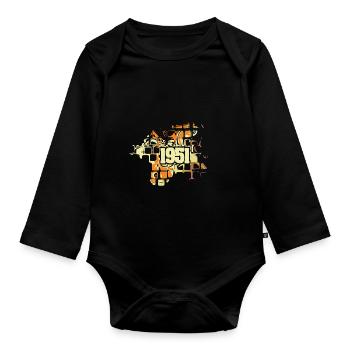 Flower power 1951 - Organic Longsleeve Baby Bodysuit - black - Front