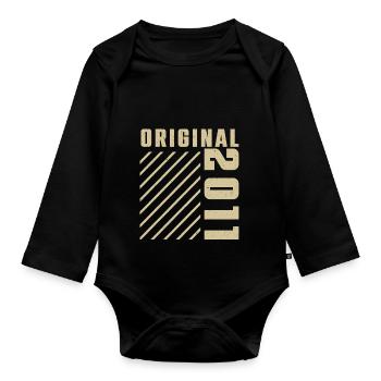 Original 2011 Authentic 2011 Vintage Bursdag - Body Bébé bio manches longues - noir - Devant