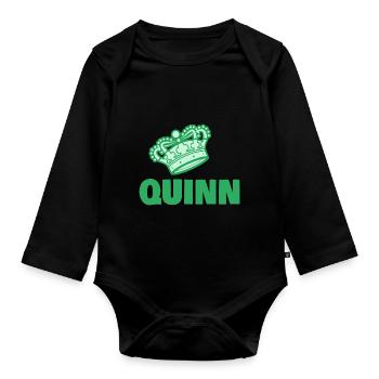 Quinn as a given name - Organic Longsleeve Baby Bodysuit - black - Front