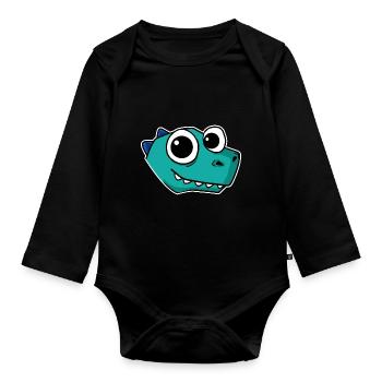 Dino Dinosaur Head - Organic Longsleeve Baby Bodysuit - black - Front