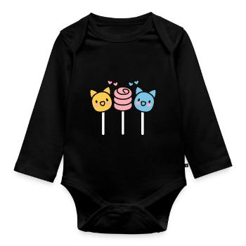 bonbon - Body Bébé bio manches longues - noir - Devant