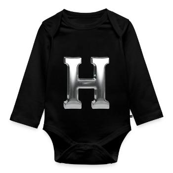 Chrome ,, H " Metallic - Baby Bio-Langarm-Body - Schwarz - Vorne