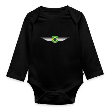 I Love Brazil Outfit T-Shirt Design Gift - Organic Longsleeve Baby Bodysuit - black - Front