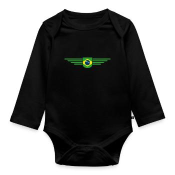 I Love Brazil Outfit T-Shirt Design Gift - Organic Longsleeve Baby Bodysuit - black - Front