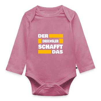 Woodturning as work - Organic Longsleeve Baby Bodysuit - mauve - Front