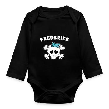 Piratin Frederike Design für Mädchen und Frauen - Baby Bio-Langarm-Body - Schwarz - Vorne