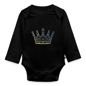 Symbole de la couronne - Body Bébé bio manches longues - noir - Devant