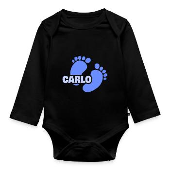 Geburt Carlo - Baby Bio-Langarm-Body - Schwarz - Vorne