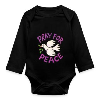 Pray for Peace - Organic Longsleeve Baby Bodysuit - black - Front