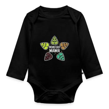 Monstera Mama - Body Bébé bio manches longues - noir - Devant