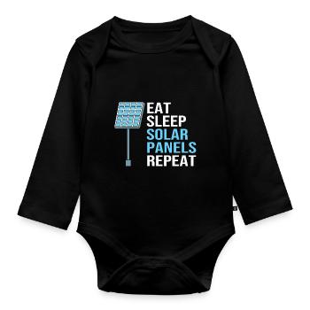 Renewable energies, solar cells, photovoltaics - Organic Longsleeve Baby Bodysuit - black - Front