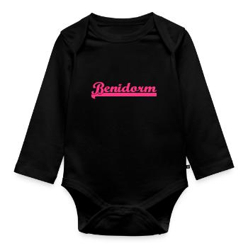 Benidorm Holiday Spain Mallorca - Baby Bio-Langarm-Body - Schwarz - Vorne