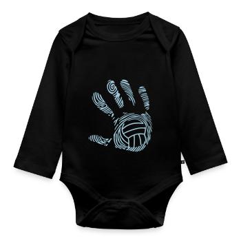 volleyball water polo handprint - Organic Longsleeve Baby Bodysuit - black - Front