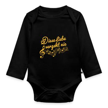 This love never passes music - Organic Longsleeve Baby Bodysuit - black - Front