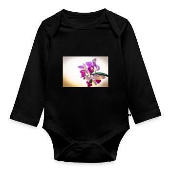 Orchidee im Fokus - Baby Bio-Langarm-Body - Schwarz - Vorne