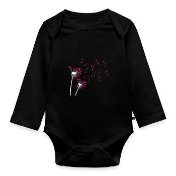Dandelion heart - Organic Longsleeve Baby Bodysuit - black - Front