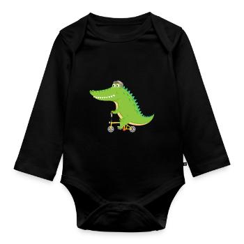 Crocodile - Crocodile - Cadeau d'anniversaire pour enfants - Body Bébé bio manches longues - noir - Devant