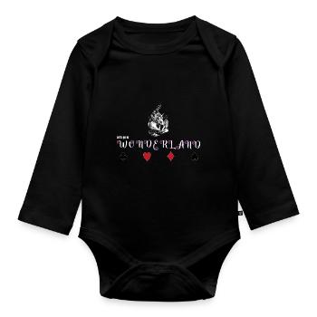 Süßes Motiv mit Hase und Spielkarten - Baby Bio-Langarm-Body - Schwarz - Vorne