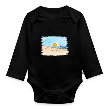 Lever du soleil sur la plage - Body Bébé bio manches longues - noir - Devant