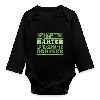 Hart Härter Landschaftsgärtner Gartenarbeit Spruch - Baby Bio-Langarm-Body - Schwarz - Vorne
