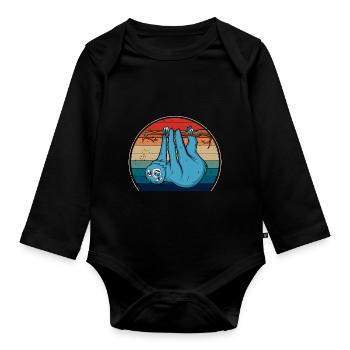 Sloth - Organic Longsleeve Baby Bodysuit - black - Front