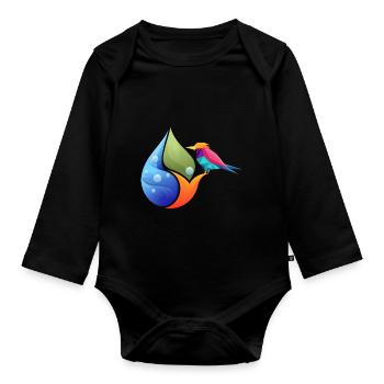 Polygonal Tier farbenfroh geometrie hand birne - Baby Bio-Langarm-Body - Schwarz - Vorne