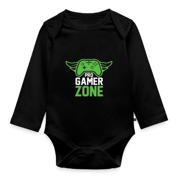 Gamer Gamepad Controller T-Shirt - Organic Longsleeve Baby Bodysuit - black - Front