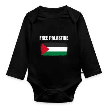 Free Palastine Tshirt Palestine - Organic Longsleeve Baby Bodysuit - black - Front