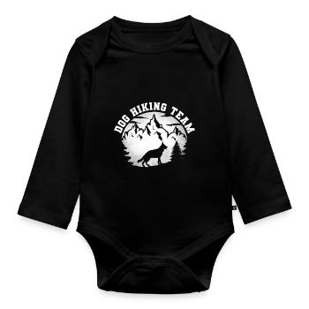 Dog Hiking Team Hunde Wander Team Wanderer Gassi - Baby Bio-Langarm-Body - Schwarz - Vorne