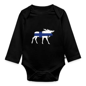 Finnland Elch Finnisch Finnische Finnländer Elche - Baby Bio-Langarm-Body - Schwarz - Vorne