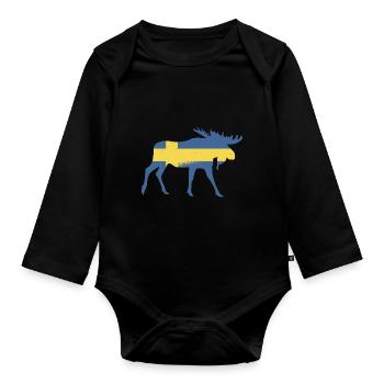 Schweden Schwede Schwedisch Elch Geschenk - Baby Bio-Langarm-Body - Schwarz - Vorne