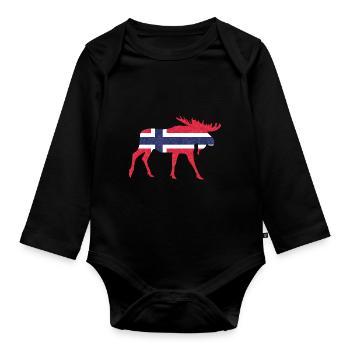Norway Norwegian Scandinavia Norwegian flag - Organic Longsleeve Baby Bodysuit - black - Front