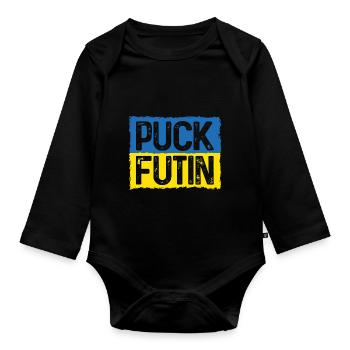 Puck Futin Meme Stand mit der Ukraine - Baby Bio-Langarm-Body - Schwarz - Vorne