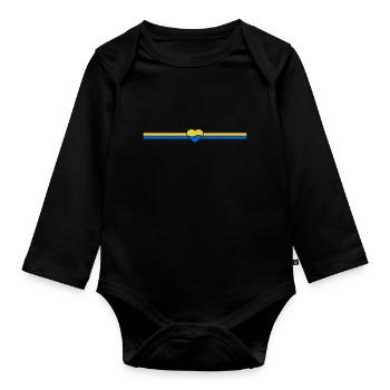 Strip Ucrania Corazón - Body orgánico de manga larga para bebé - negro - delante
