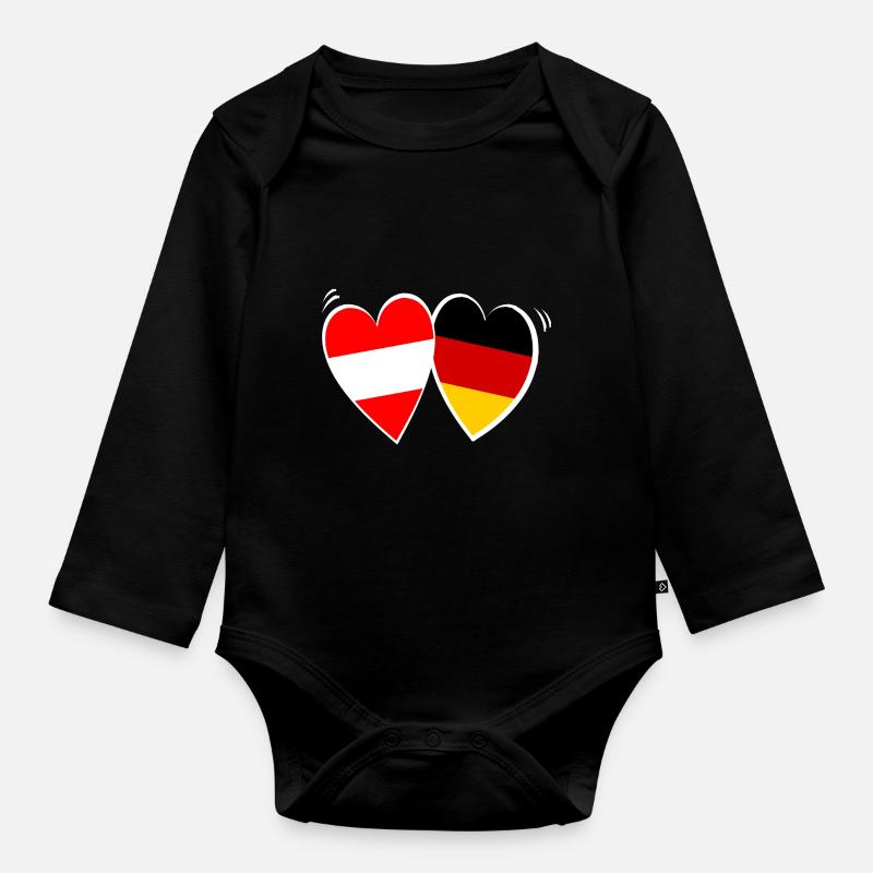 Austrian German Love - Organic Longsleeve Baby Bodysuit - black