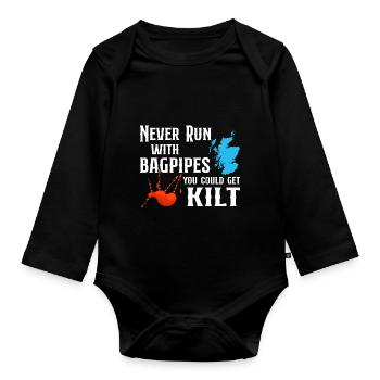Kilt Schottland Tradition Tartan Lustig - Baby Bio-Langarm-Body - Schwarz - Vorne
