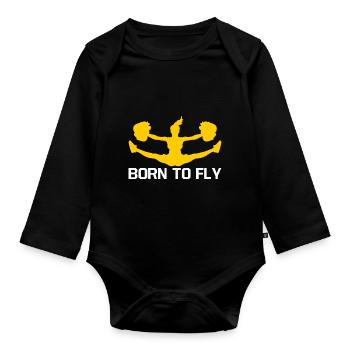 Born To Fly Cheerleading Cheerleader Cheerdance Gy - Baby Bio-Langarm-Body - Schwarz - Vorne