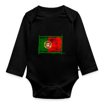 Flagge von Portugal - Baby Bio-Langarm-Body - Schwarz - Vorne