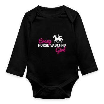Conception acrobatique de voûte et cheval équestre - Body Bébé bio manches longues - noir - Devant