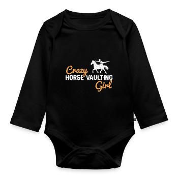 Voltigieren Design und Voltigieren Pferde Designs - Baby Bio-Langarm-Body - Schwarz - Vorne
