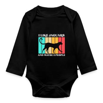 Jaguar Geschenkidee - Baby Bio-Langarm-Body - Schwarz - Vorne