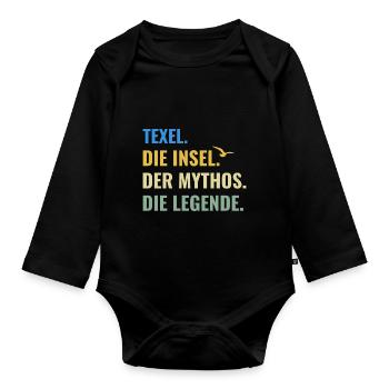 Texel. Die Insel. Der Mythos. Die Legende Holland - Baby Bio-Langarm-Body - Schwarz - Vorne