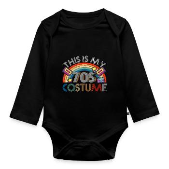 C’est mon costume des années 70 rétro vintage hippie - Body Bébé bio manches longues - noir - Devant