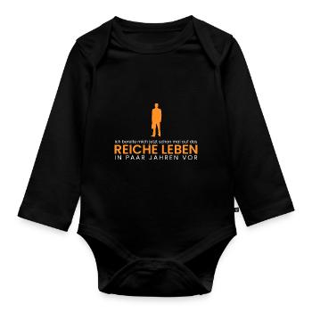 Vorbereitung auf reich Leben - Baby Bio-Langarm-Body - Schwarz - Vorne