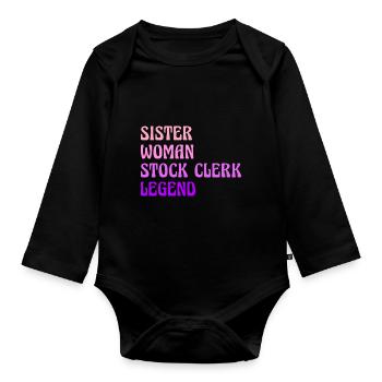Sister Woman Stock Clerk Legend Finance Bookkeepin - Baby Bio-Langarm-Body - Schwarz - Vorne